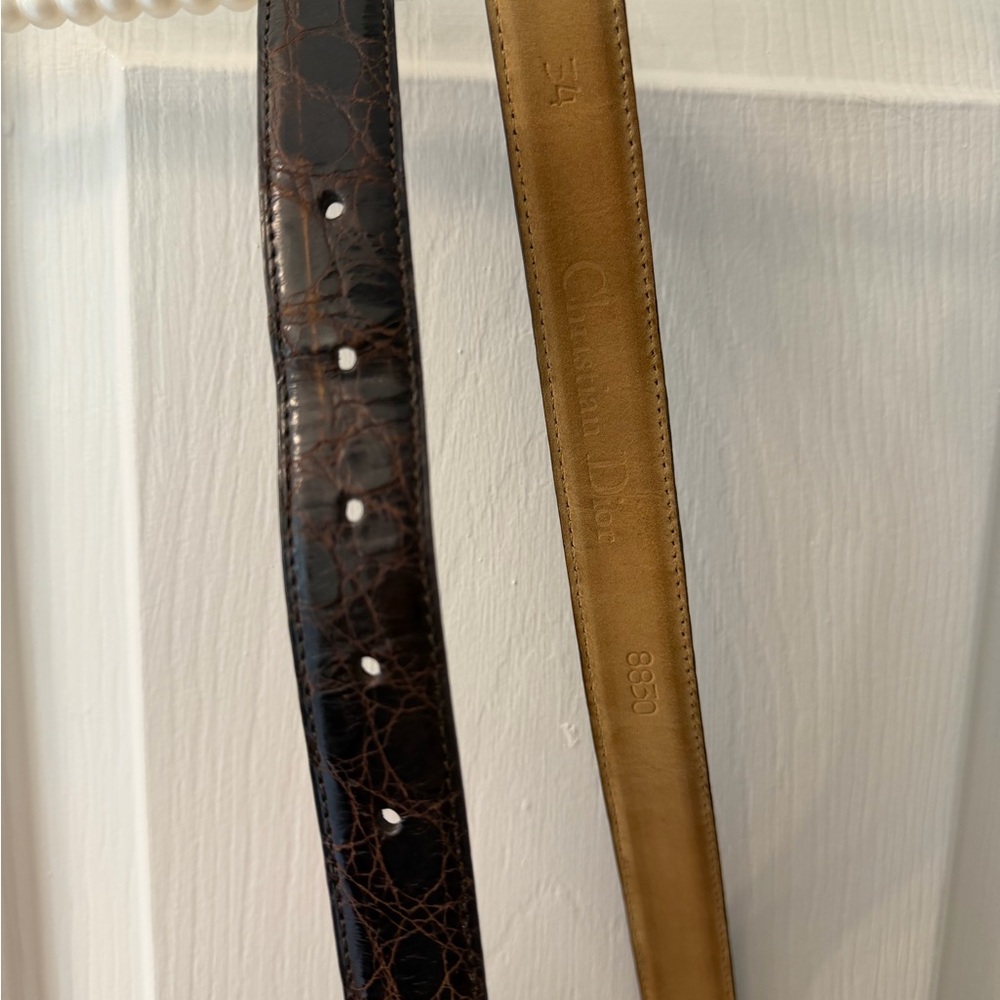 Dior Dark Brown Croc-Embossed Leather Watch Strap with Gold Buckle - Picture 6 of 7